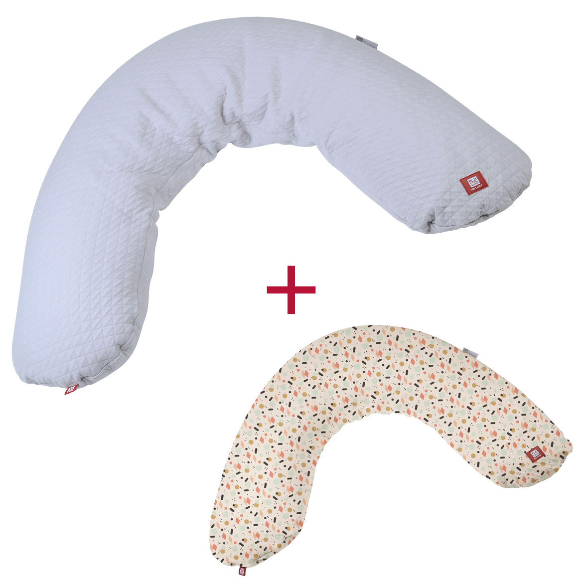 Coussin d'allaitement Big Flopsy - Fleur de coton+housse jersey cosmic GRIS Red Castle
