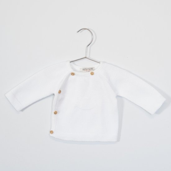 La Manufacture de layette Brassière croisée Tout Petits Chats Blanc Naissance