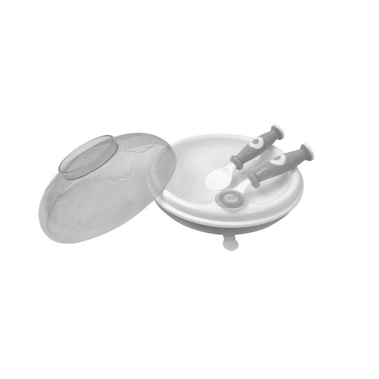 dBb Remond Assiette garde au chaud et couverts Gris translucide 