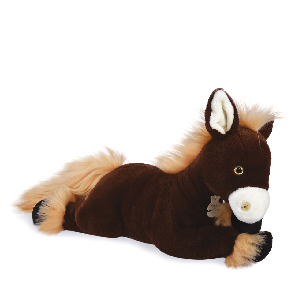 Peluche Cheval allongé Alezan MARRON Histoire d'Ours