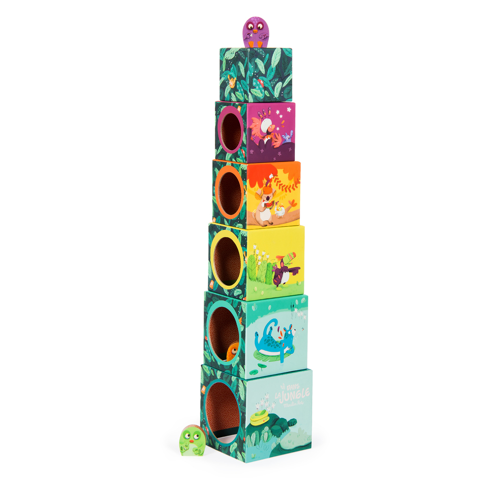 MOULIN ROTY - Cubes empilables Dans la jungle MULTICOLORE Moulin Roty