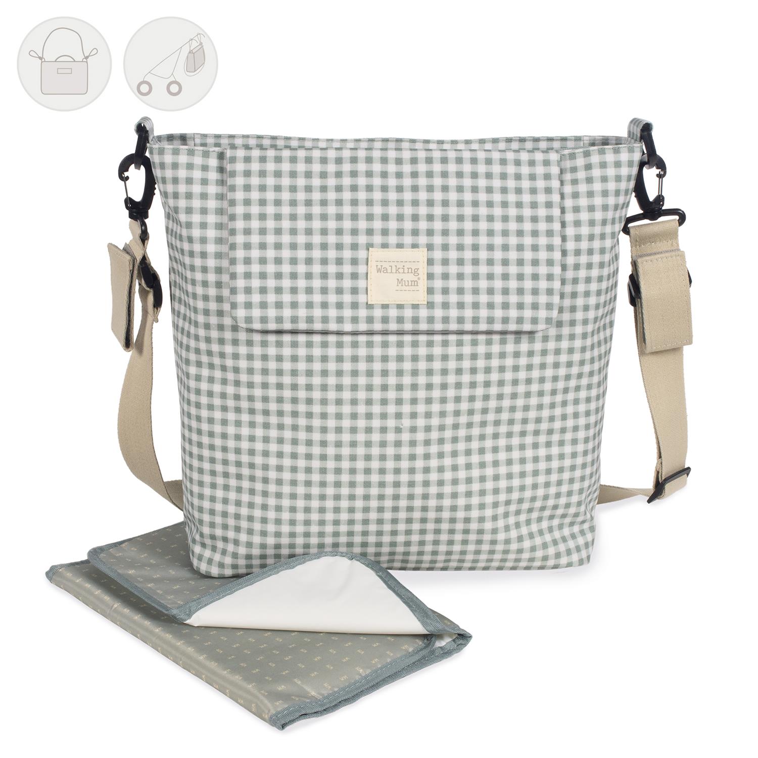 Walking Mum - Sac à langer I Love Vichy VERT Walking Mum