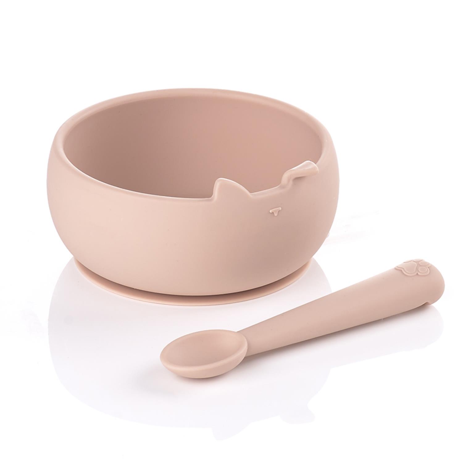 Jané - Set bol et cuillère en silicone  ROSE Jané