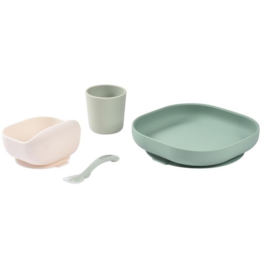 Béaba Coffret Repas Silicone 4 pièces Sage Green 