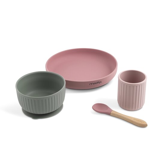 Maïka Coffret repas silicone Rose  Maïka Coffret repas silicone Rose