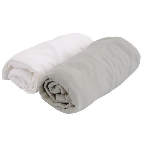 Domiva 2 draps housse Jersey Blanc/Perle 60x120 cm