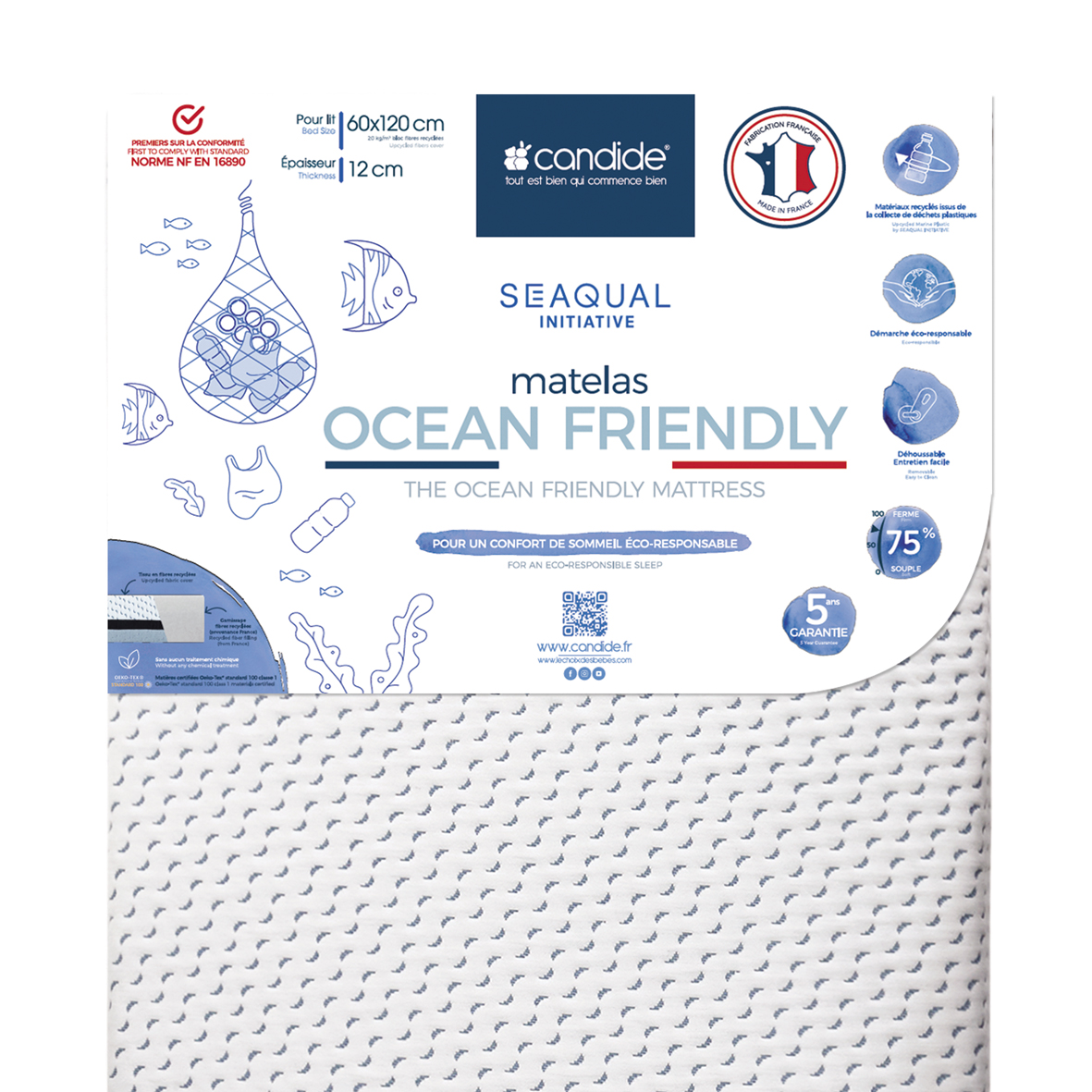 Matelas Ocean Friendly BLANC Candide