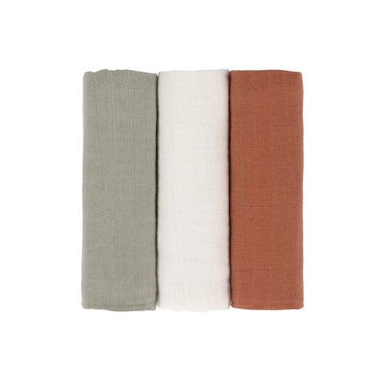 Lässig Lange mousseline L rouille/olive/blanc cassé 85x85 cm Lässig Lange mousseline L rouille/olive/blanc cassé 85x85 cm