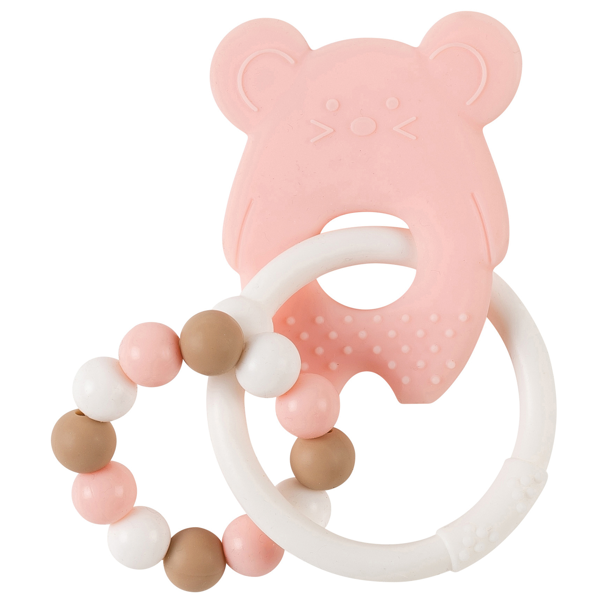 Nattou - Anneau de dentition silicone et billes ROSE Nattou