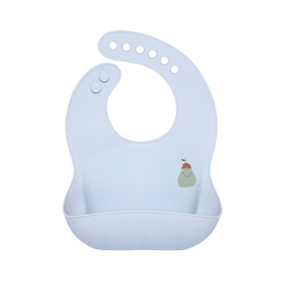 Lässig Bavoir en silicone av. poche Happy Fruits Poire Bleu 