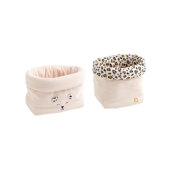 Sauthon Lot de 2 Panières Léopard Ecru/Noir/Caramel  Sauthon Lot de 2 Panières Léopard Ecru/Noir/Caramel