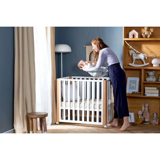 Kinderkraft Lit bébé 4 en 1 Koya avec matelas Blanc Et Bois 60x120 cm Kinderkraft Lit bébé 4 en 1 Koya avec matelas Blanc Et Bois 60x120 cm