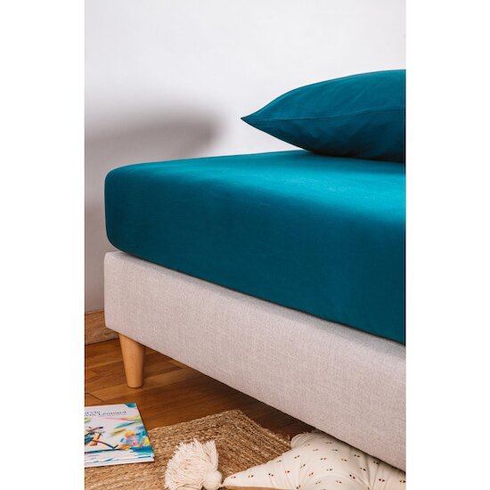 Kadolis Drap housse pur Coton Bio 1 personne Bleu nuit 120x190 cm Kadolis Drap housse pur Coton Bio 1 personne Bleu nuit 120x190 cm