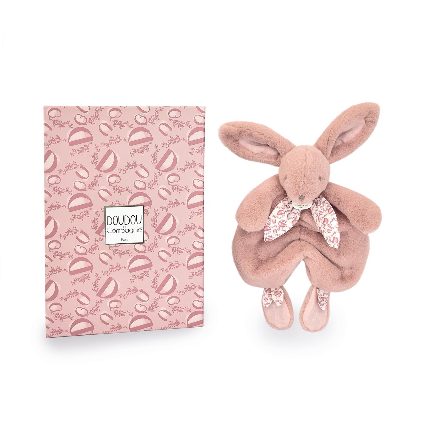Doudou & Compagnie - Doudou plat lapin ROSE Doudou & Compagnie
