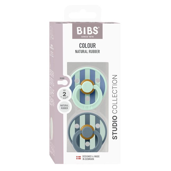 BIBS Tétines Studio Colour 2 Pack Caoutchouc naturel Nordic Mint/Petrol 