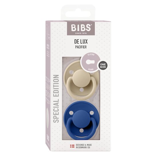 BIBS Tétines De Lux 2 Pack Silicone Vanilla/Cornflower 