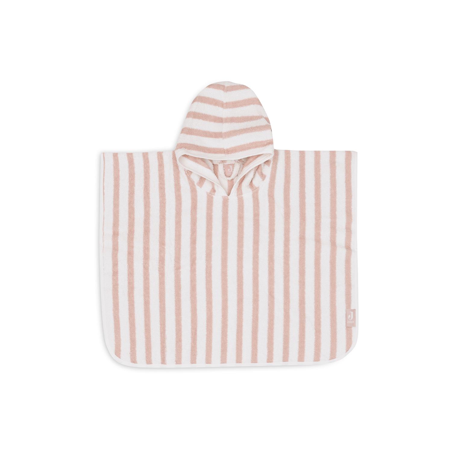 Jollein - Poncho Bain Stripe Éponge  Gots ROSE Jollein