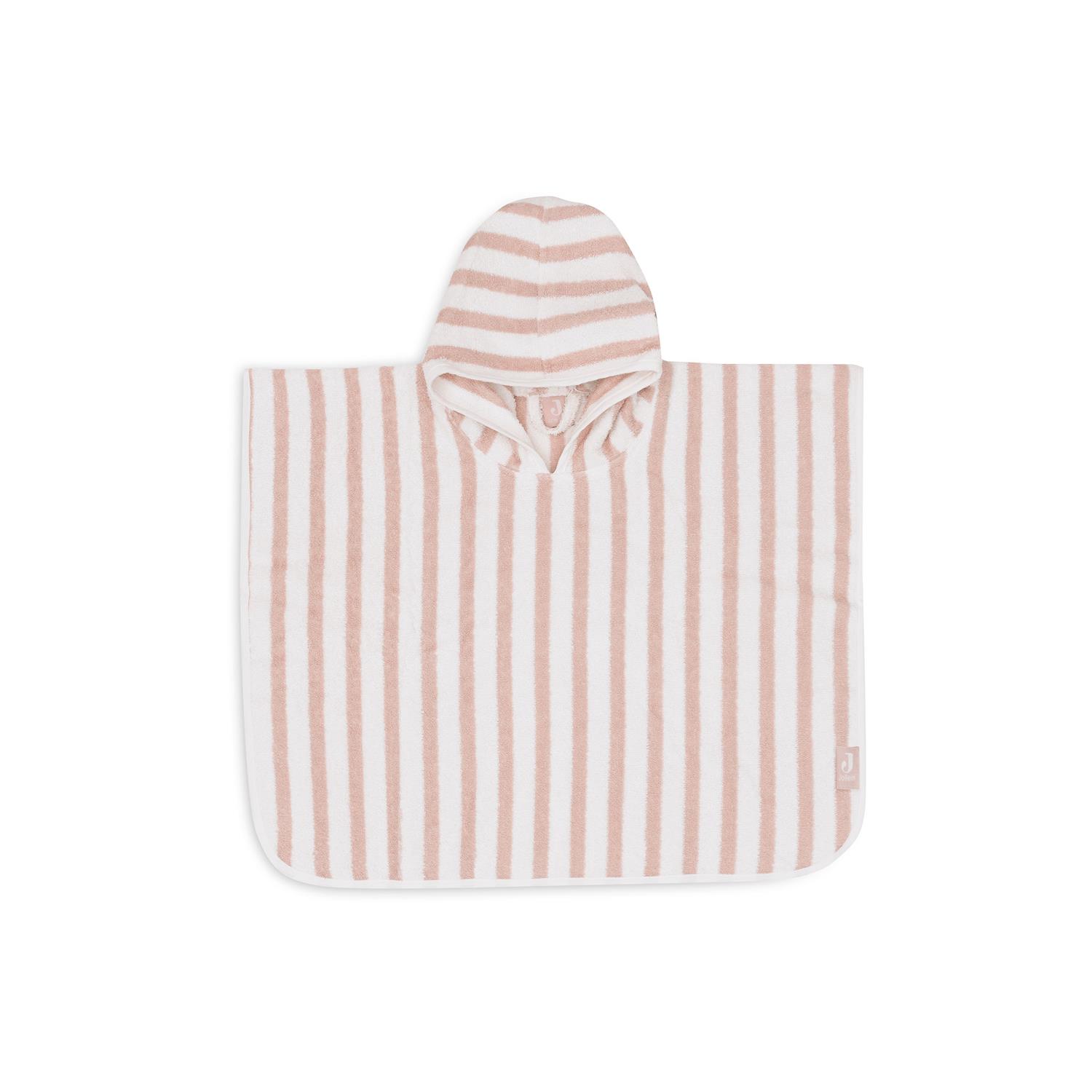 Poncho Bain Stripe Éponge Gots ROSE Jollein