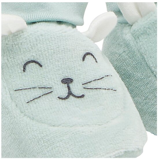 P’tit bisou Chaussons Mon Trousseau Chaton Vert Sauge Pale  P’tit bisou Chaussons Mon Trousseau Chaton Vert Sauge Pale