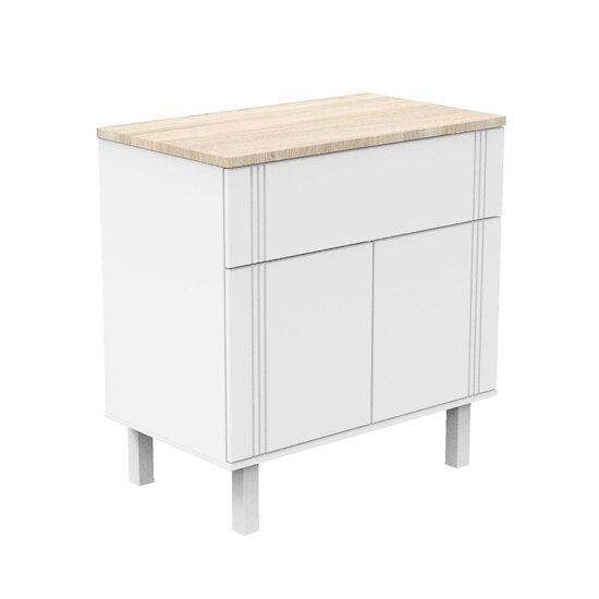 Sauthon Commode 1 tiroir et 2 portes Eléonore Blanc - Chêne Doré 