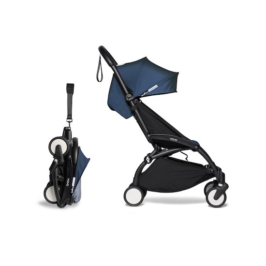 BABYZEN Poussette YOYO² châssis noir + pack 6+ bleu Air France  