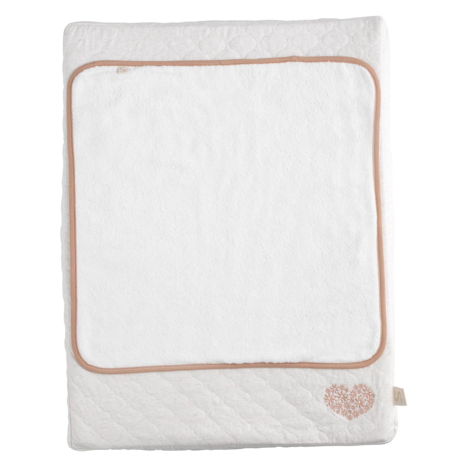 Matelas à langer + Serviette Petit Coeur BEIGE Sauthon