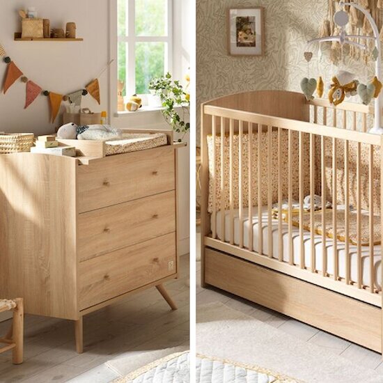 Chambre bébé «Bocca» 2 éléments | Lit bébé et commode