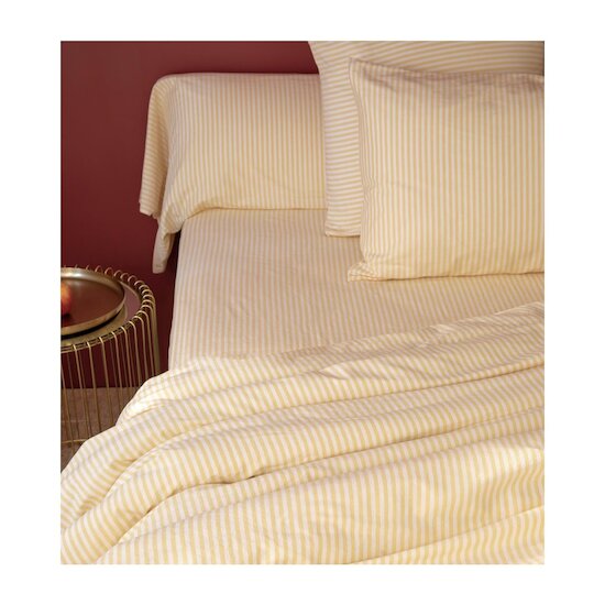 Kadolis Taie de Traversin Percale de Coton Bio Rayé Rayé Tournesol 