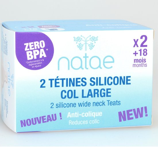Natae Tétine silicone Nataé déb 3 + liquide épais  18 mois +