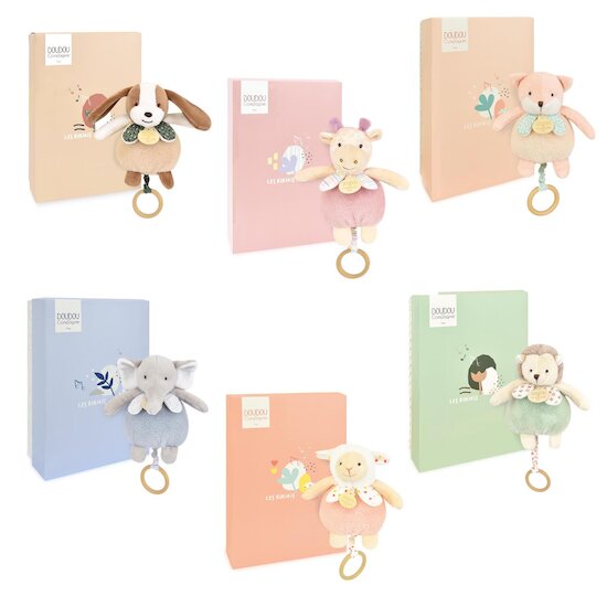 Doudou & Compagnie Boites à musique avec anneau en bois Les Rikkis Assortiment Mixte 20