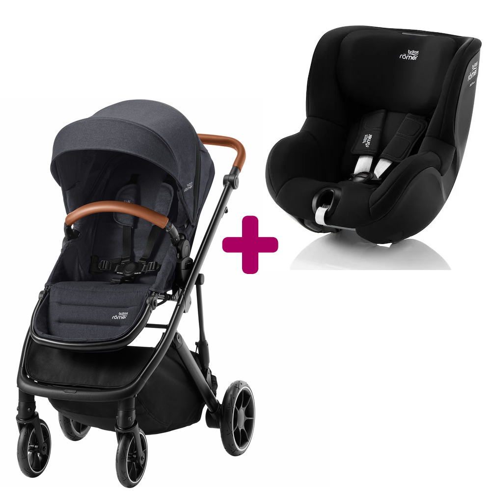 Pack Poussette Duo Strider M Black Shadow + Dualfix 3 i-size Space Black Britax Römer