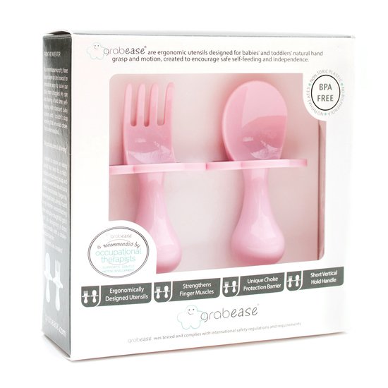 Grabease Couverts ergonomiques d'apprentissage Rose Clair 8 mois+ Grabease Couverts ergonomiques d'apprentissage Rose Clair 8 mois+