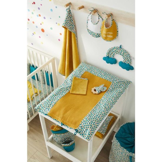 BB&Co Housse de matelas à langer Baby Pop Émeraude/Ocre 60x80 cm BB&Co Housse de matelas à langer Baby Pop Émeraude/Ocre 60x80 cm