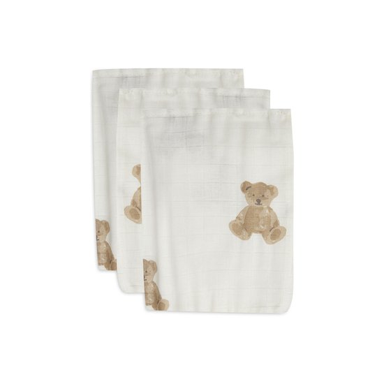 Jollein 3 gants de toilette gaze de coton Teddy Bear 