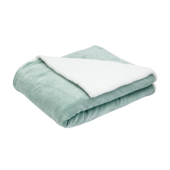 Trois Kilos Sept Couverture sherpa Wooly Vert sauge  Trois Kilos Sept Couverture sherpa Wooly Vert sauge