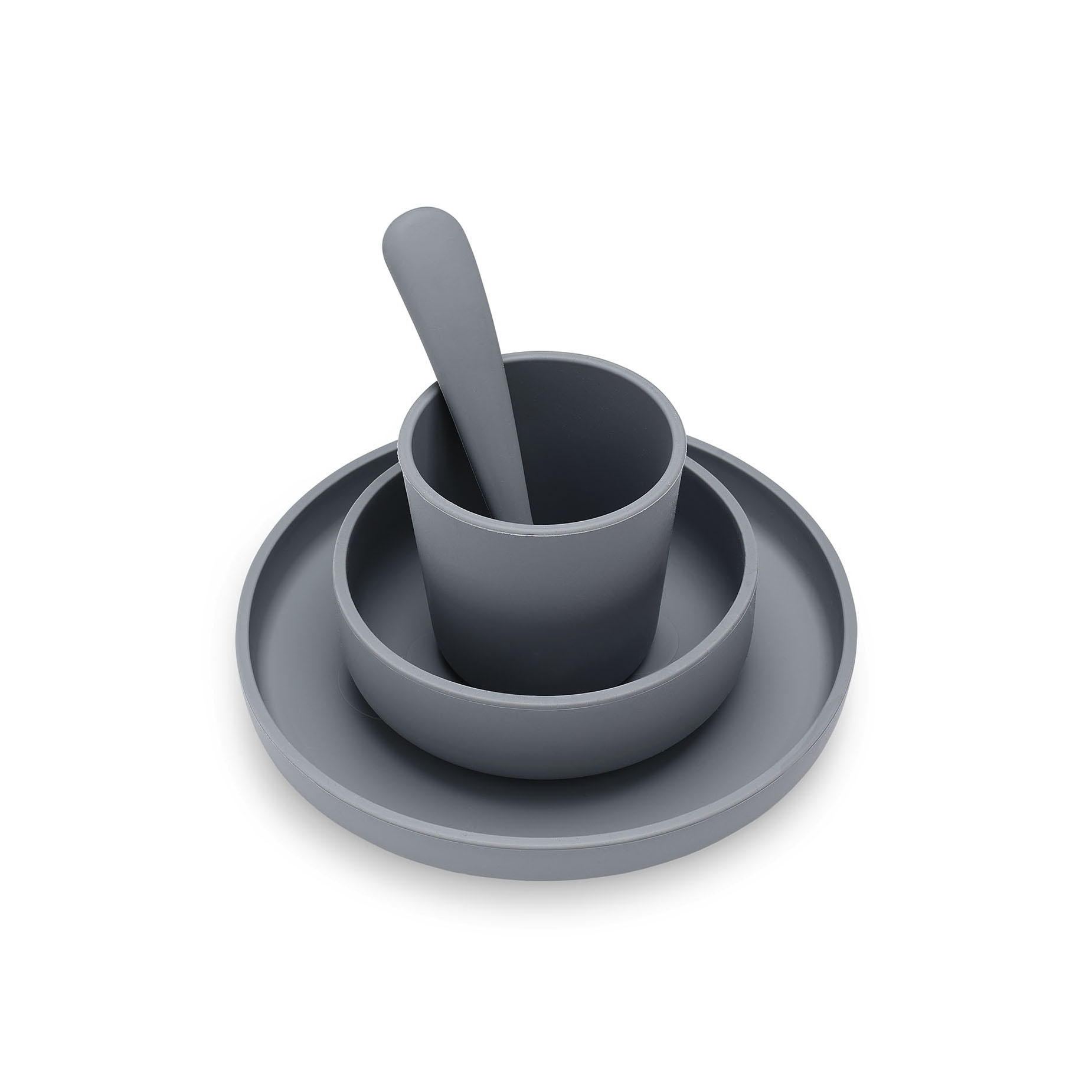 Jollein - Set de table bébé silicone (4pcs) GRIS Jollein