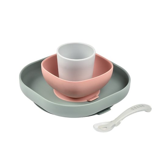 Babybjorn - Assiette, Cuillère et Fourchette pour Bébé, 2 ensembles Rose  pastel