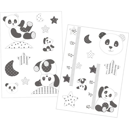 Sauthon Stickers muraux Panda Gris Foncé - Noir 