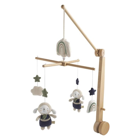 Sauthon Mobile Musical Petit Nuage Beige Chiné/Bleu orage/Vert Olive 