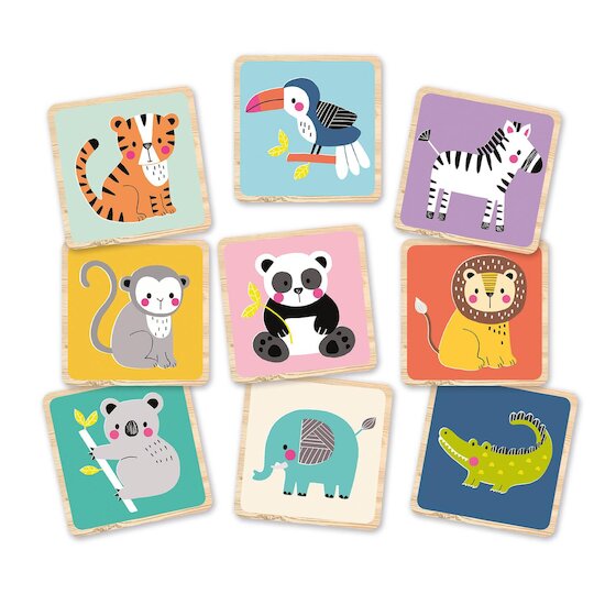 Auzou Livre Mon animémo en bois Multicolore  Auzou Livre Mon animémo en bois Multicolore