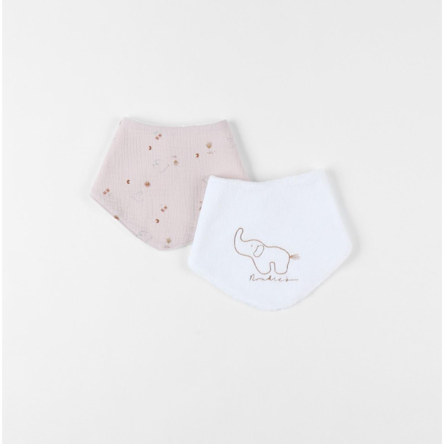 Set 2 bavoirs bandana colombes du bonheur Bali Bali & Moka BEIGE Noukie's