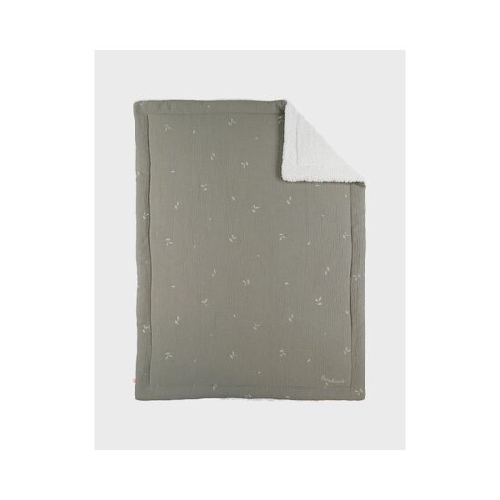 Noukie's Couverture mousseline brodée et sherpa F&O Kaki 75x100 cm Noukie's Couverture mousseline brodée et sherpa F&O Kaki 75x100 cm