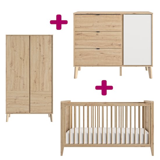 Lit 70x140 Commode Armoire Lison Chambre De Bebe Lune