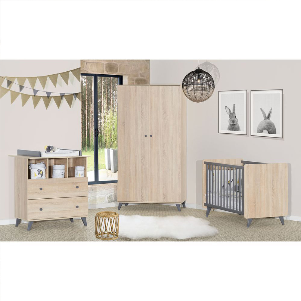Sauthon - Chambre bébé complète Come : lit 60x120, commode, armoire  Sauthon