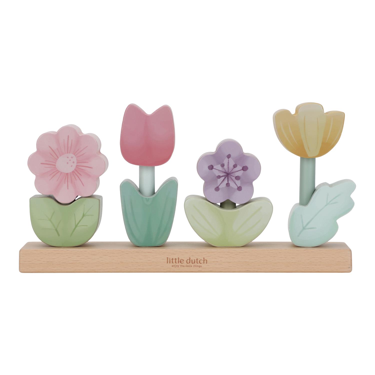 Puzzle fleurs à empiler en bois FSC MULTICOLORE Little Dutch