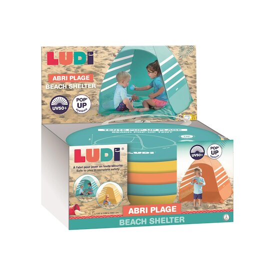 Ludi Tente abriplage Bleu Orange Jaune  Ludi Tente abriplage Bleu Orange Jaune