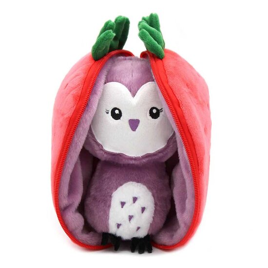 Les Déglingos Peluche chouette et fraise veggies Flipetz Violet 