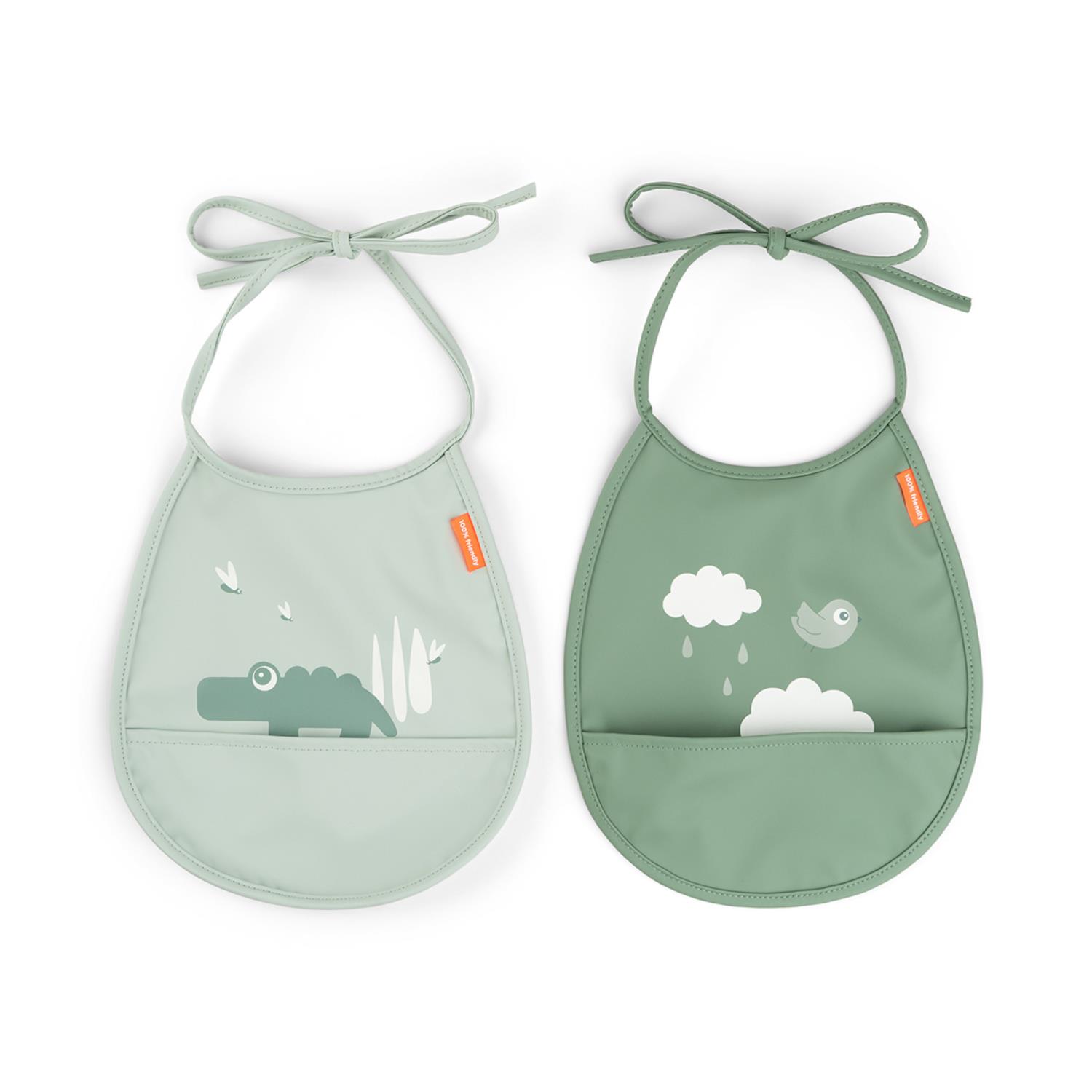 Bavoir petit lot de 2 Croco VERT Done by Deer