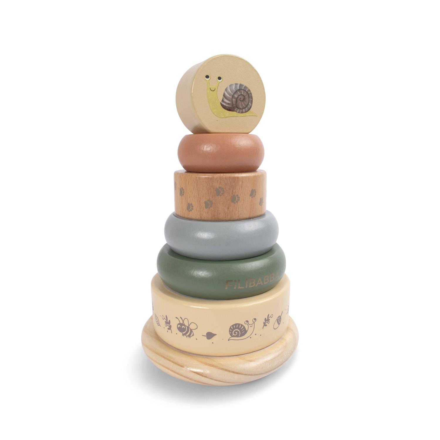 Jouet à empiler en bois avec base culbuto MULTICOLORE Filibabba