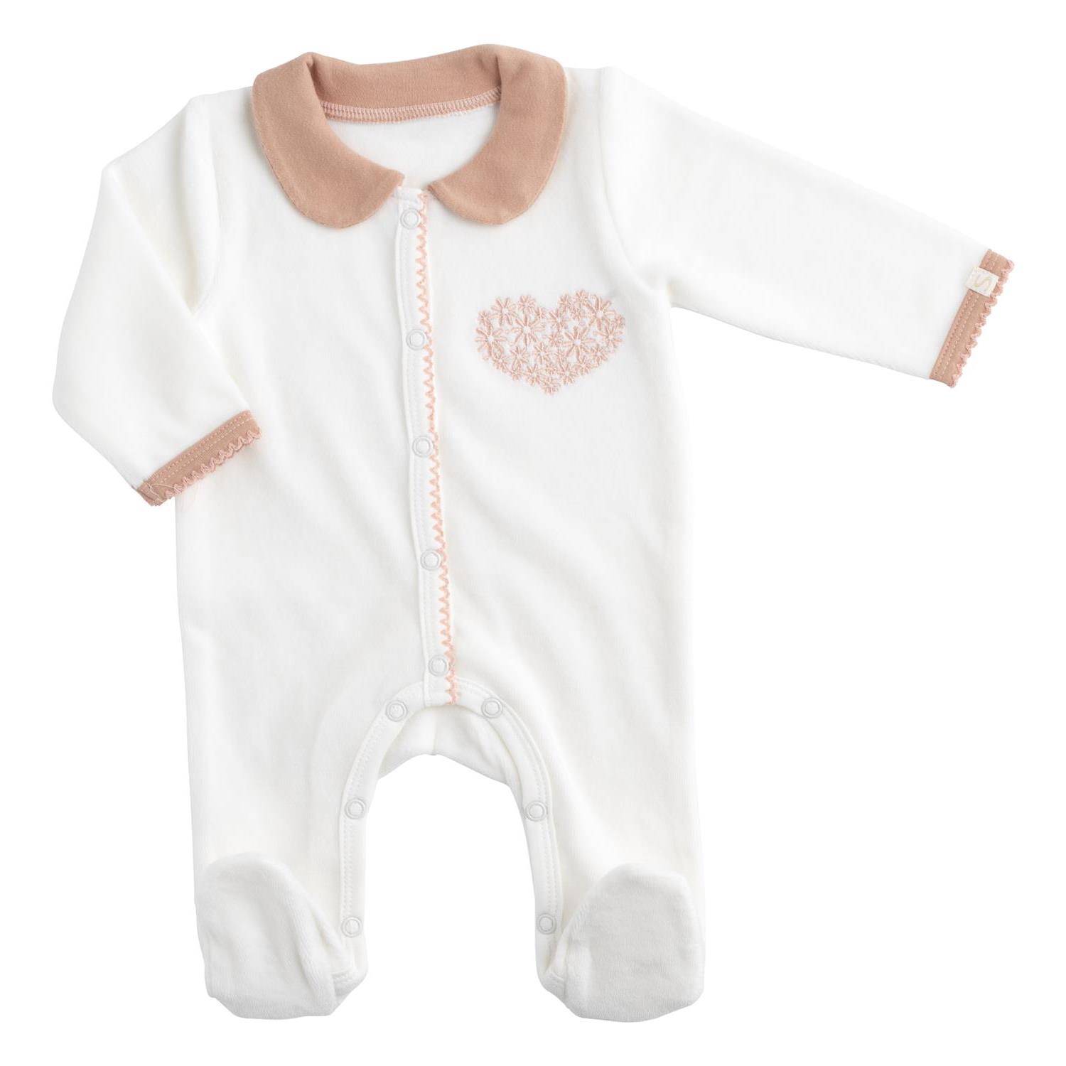 Pyjama avec Col Petit Coeur BEIGE Sauthon